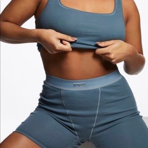 SKIMS kyanite cotton ribbed shorts. New w/ tags